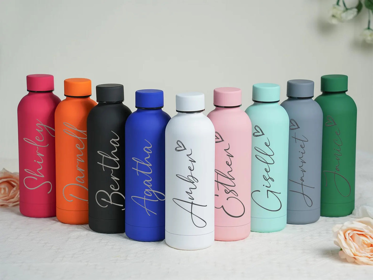 Quench Personalised White Water Bottle Custom Name & Logo Stainless Steel Insulated | Hot & Cold Flask | White