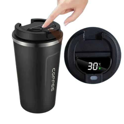 Personalised Stainless Steel Vacuum Coffee Mug | 500ml Insulated Travel Mug with Your Name & Logo Print | Keeps Drinks Hot for 9 Hrs | Pack of 1 (Black)