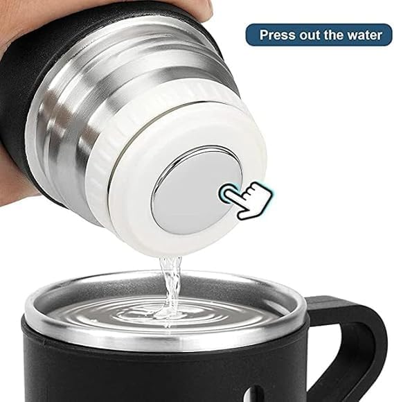 Your Name Logo Personalized Stainless Steel Vacuum Flask & Cup Set, Coorporate Gift Flsk Set 3 Steel Cups, 500 ml, Keeps Liquid Cold/Hot (Black)
