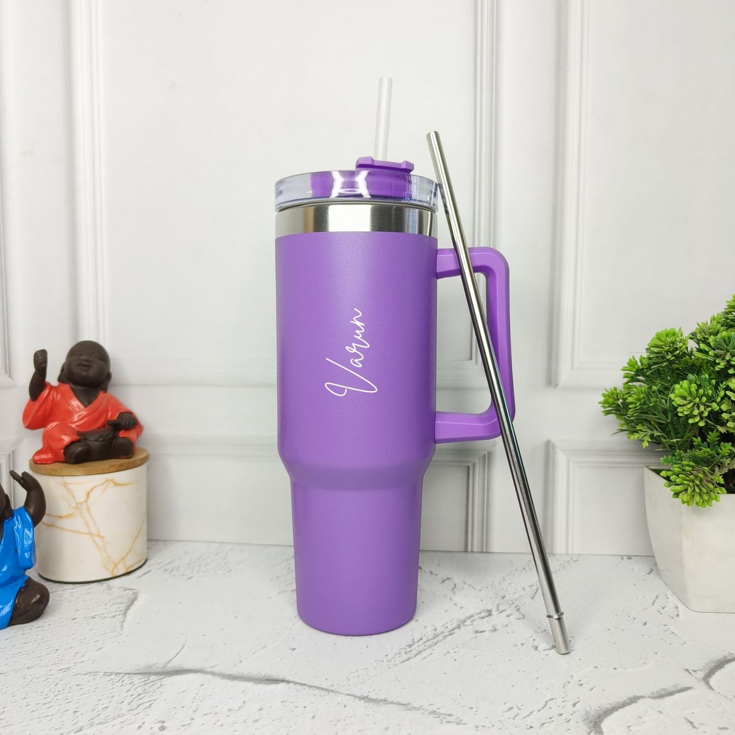 Purple Customised Stainless Steel Tumbler – Name/Logo Engraved Gift for Office Birthday Gift Party