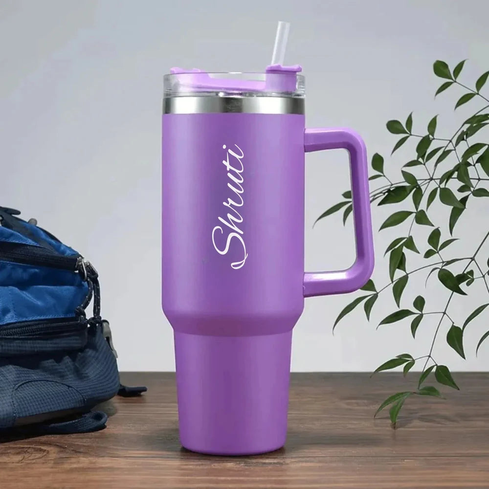 Purple Customised Stainless Steel Tumbler – Name/Logo Engraved Gift for Office Birthday Gift Party