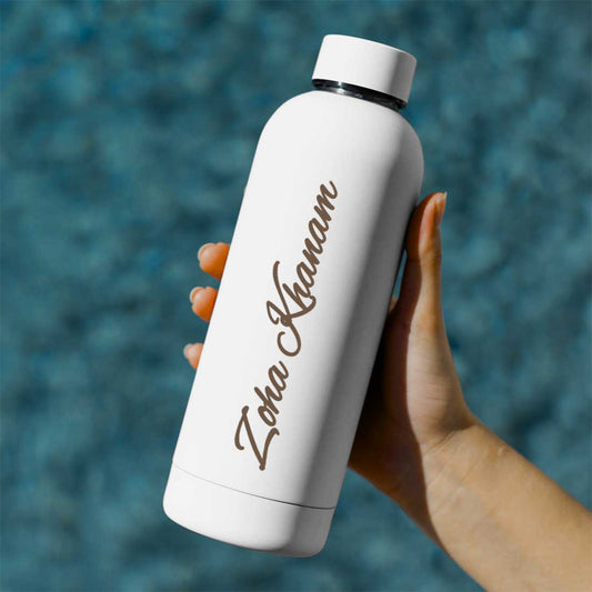 Quench Personalised White Water Bottle Custom Name & Logo Stainless Steel Insulated | Hot & Cold Flask | White