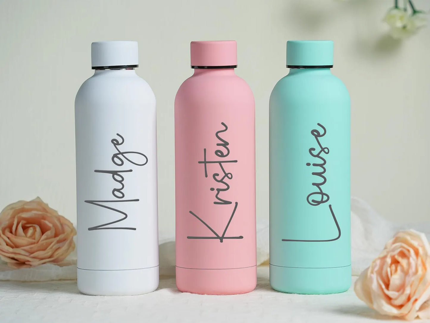 Quench Personalised White Water Bottle Custom Name & Logo Stainless Steel Insulated | Hot & Cold Flask | White