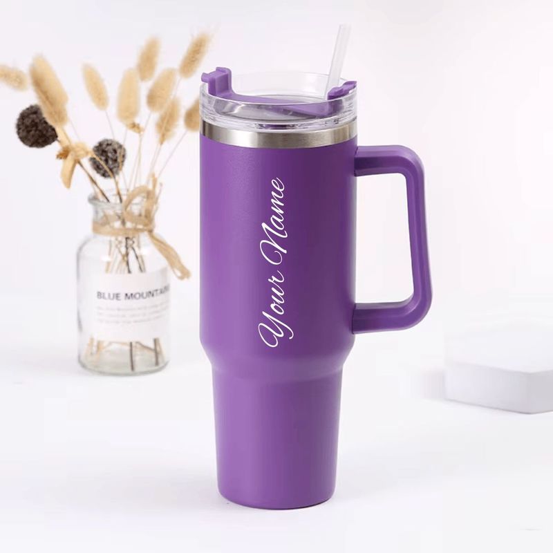 Purple Customised Stainless Steel Tumbler – Name/Logo Engraved Gift for Office Birthday Gift Party